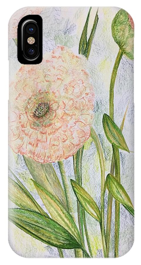 Flower iPhone X Case featuring the drawing Ranunculus by Norma Duch