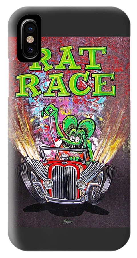 Rat Race iPhone X Case featuring the painting Rat Race by Alan Johnson