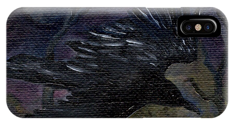 Flight iPhone X Case featuring the painting Raven in Stars by FT McKinstry