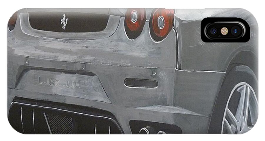 Ferrari iPhone X Case featuring the painting Rear Ferrari F430 by Richard Le Page