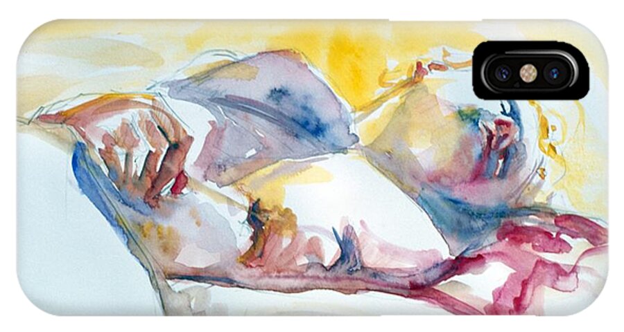 Full Body iPhone X Case featuring the painting Reclining Study by Barbara Pease