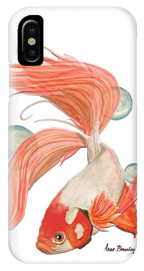 Fish iPhone X Case featuring the painting Red Beta Fish by Anne Beverley-Stamps