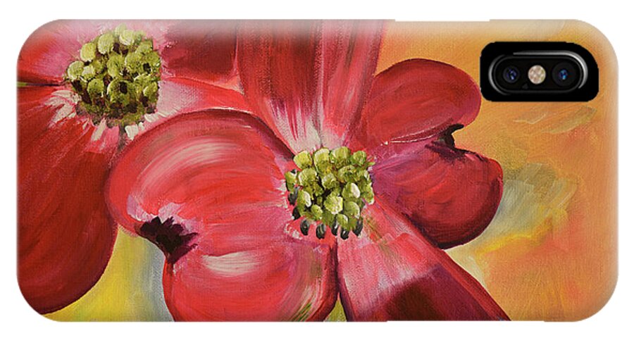 Cherokee Dogwood iPhone X Case featuring the painting Red Dogwood - Canvas Wine Art by Jan Dappen