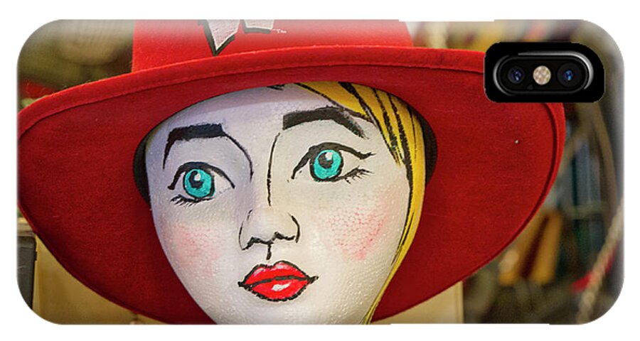 Red iPhone X Case featuring the photograph Red hat on Mannequin Head by Steven Ralser