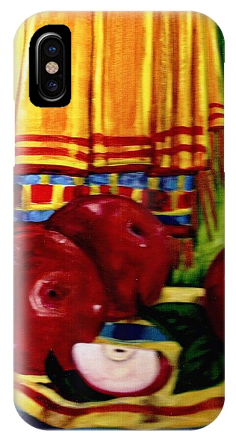 Red Juicy Apples iPhone X Case featuring the painting Red juicy Apples by Robin Cordero
