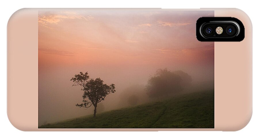 Misty iPhone X Case featuring the photograph Red Mist on the South Downs by Hazy Apple