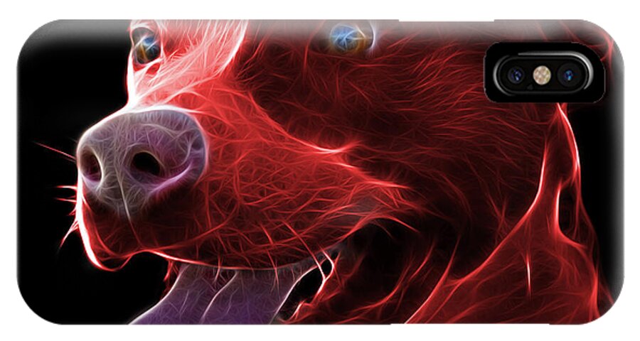 Pit Bull iPhone X Case featuring the mixed media Red Pit Bull Fractal Pop Art - 7773 - F - BB by James Ahn