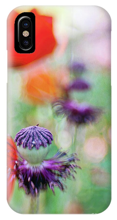 Poppies iPhone X Case featuring the digital art Red Poppies by Jean OKeeffe Macro Abundance Art