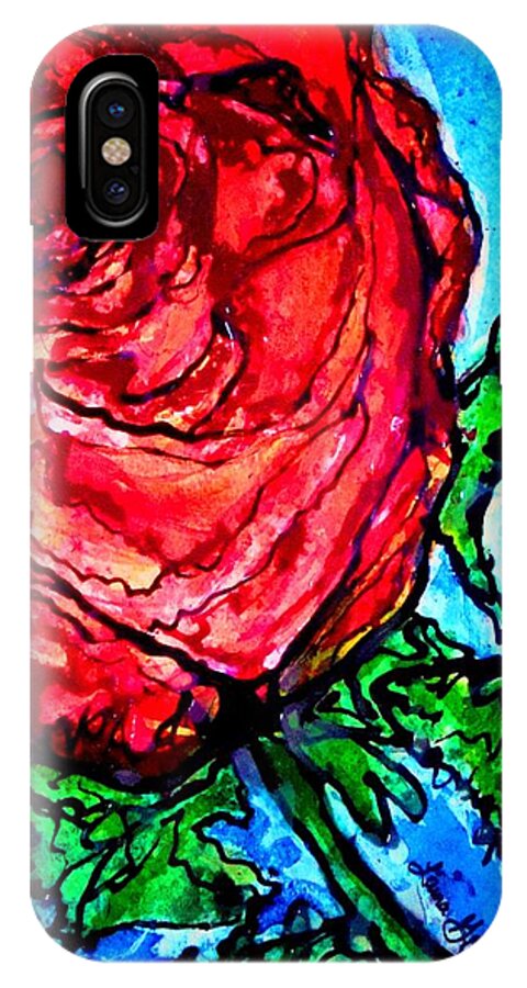 Rose iPhone X Case featuring the painting Red Red Rose by Laura Grisham