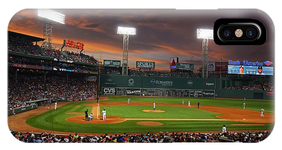 Boston iPhone X Case featuring the photograph Red Sky over Fenway Park by Toby McGuire