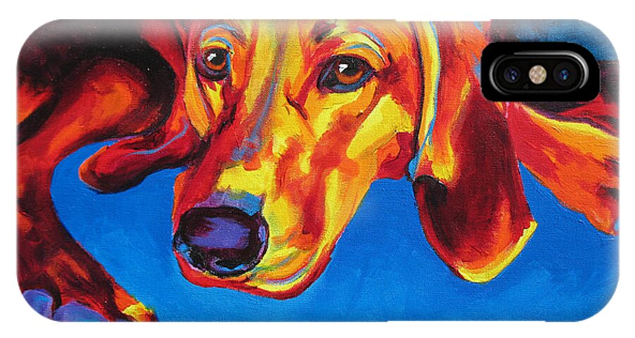 Redbone iPhone X Case featuring the painting Redbone Coonhound by Dawg Painter