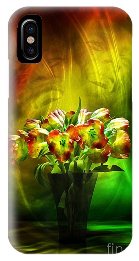 Colorfull Tulip iPhone X Case featuring the digital art Reggae tulips by Johnny Hildingsson