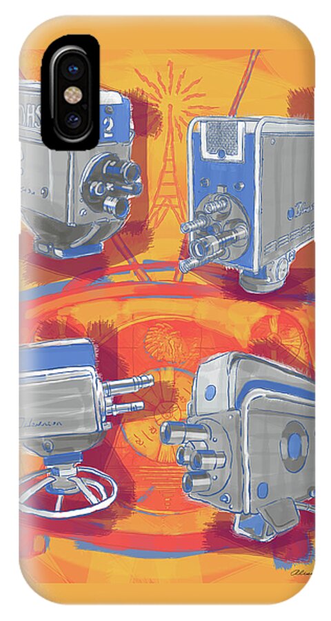 Cameras iPhone X Case featuring the painting Remembering Television by Alison Stein