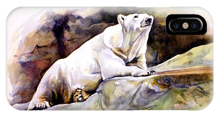 Liz Viztes iPhone X Case featuring the painting Resting Polar Bear by Liz Viztes