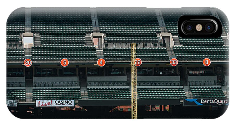 Oriole Park iPhone X Case featuring the photograph Retired Numbers of The Orioles Greatest Ever by Paul Mangold