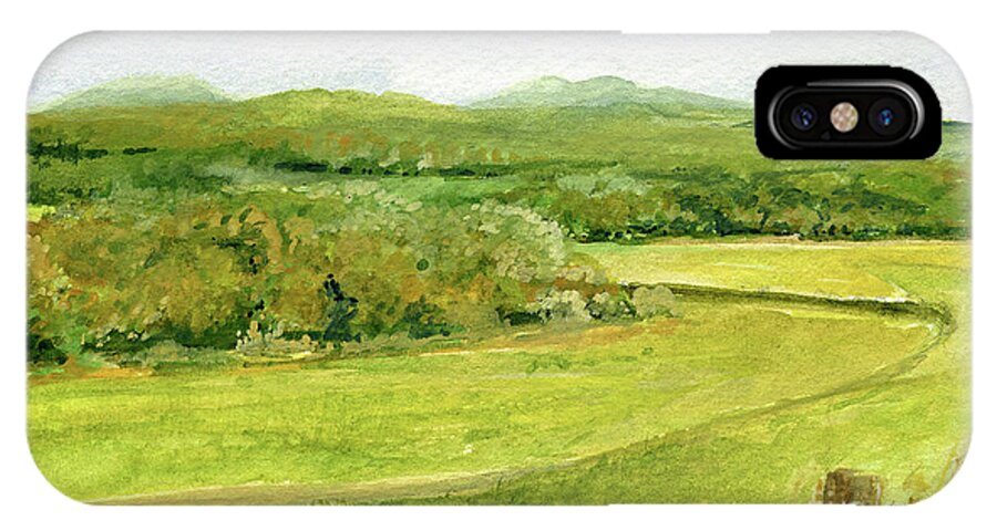 Vermont iPhone X Case featuring the painting Road Through Vermont Field by Laurie Rohner