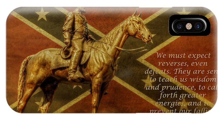 Virginia Monument iPhone X Case featuring the digital art Robert E Lee Inspirational Quote by Randy Steele