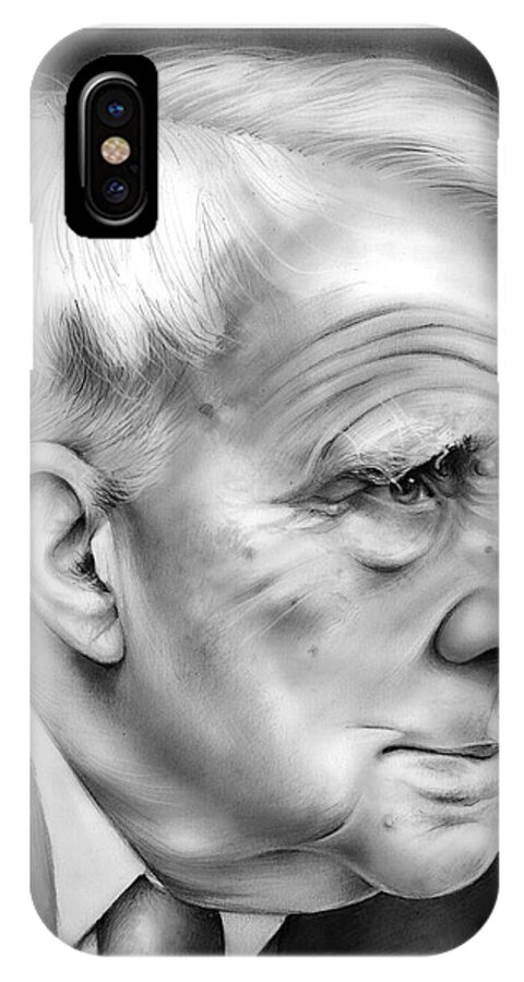 Robert Frost iPhone X Case featuring the drawing Robert Frost by Greg Joens