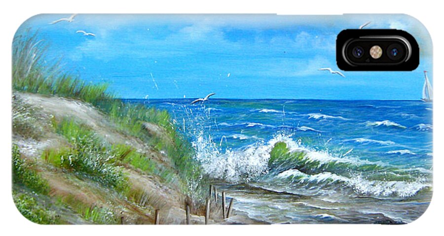 Robert iPhone X Case featuring the painting Robert Moses Beach by Bella Apollonia