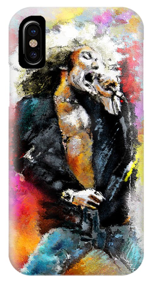 Music iPhone X Case featuring the painting Robert Plant 03 by Miki De Goodaboom