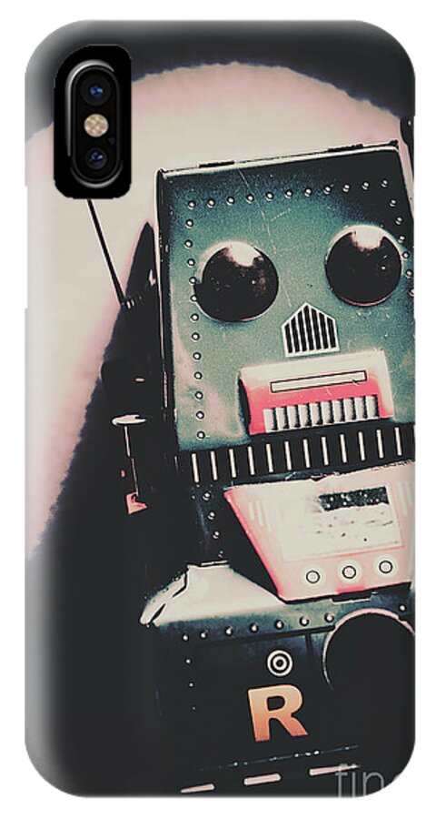 Robot iPhone X Case featuring the photograph Robotic mech under vintage spotlight by Jorgo Photography