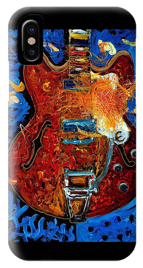 Epiphone Guitars iPhone X Case featuring the painting Rockin Epiphone by Neal Barbosa
