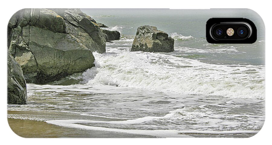 Landscape iPhone X Case featuring the photograph Rocks, Sand and Surf by Joyce Creswell