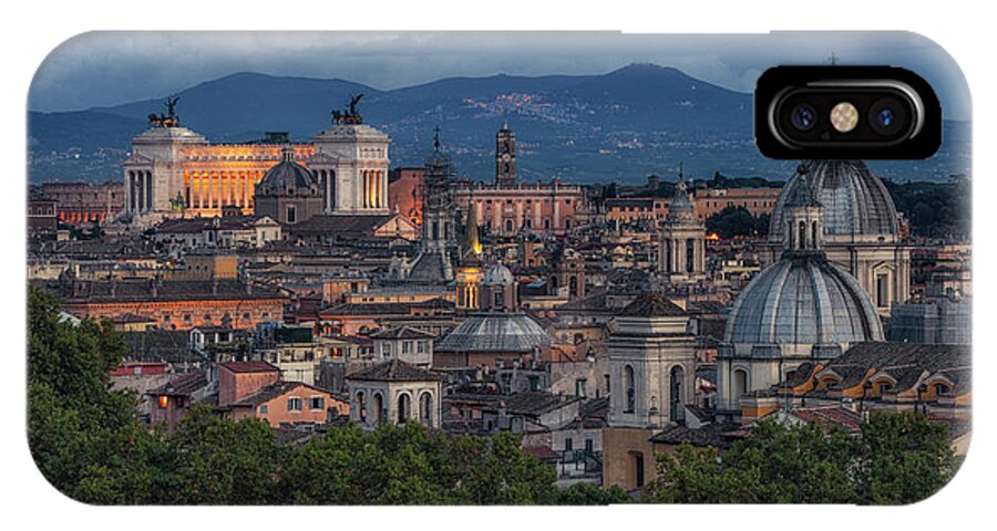 Il Vittoriano iPhone X Case featuring the photograph Rome Twilight by James Billings