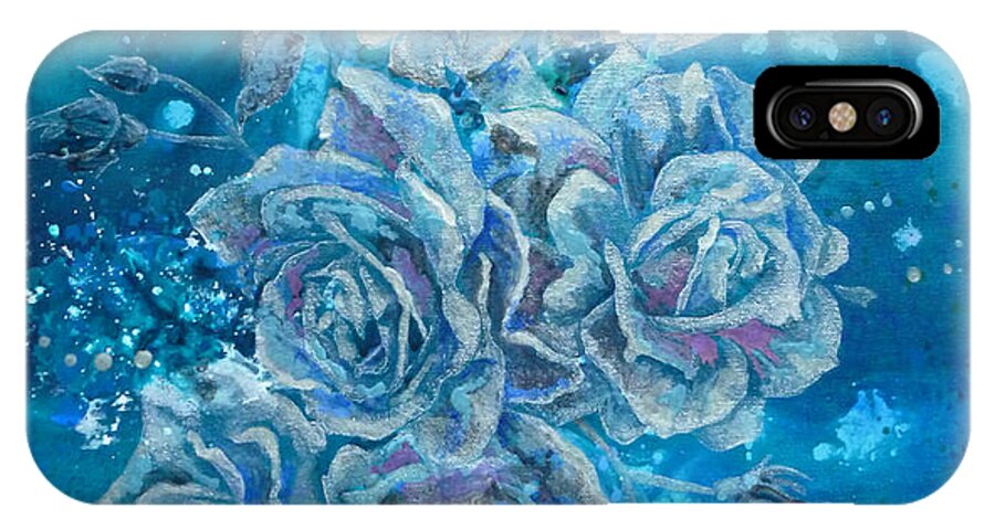 Rose iPhone X Case featuring the mixed media Rosa Stellarum by Julia Underwood