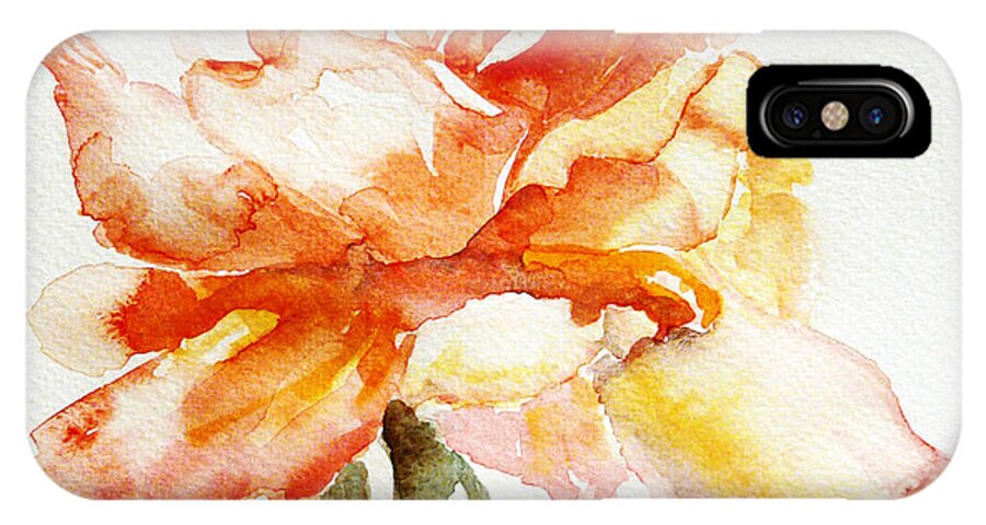 Flower iPhone X Case featuring the painting Rose yellow by Jasna Dragun