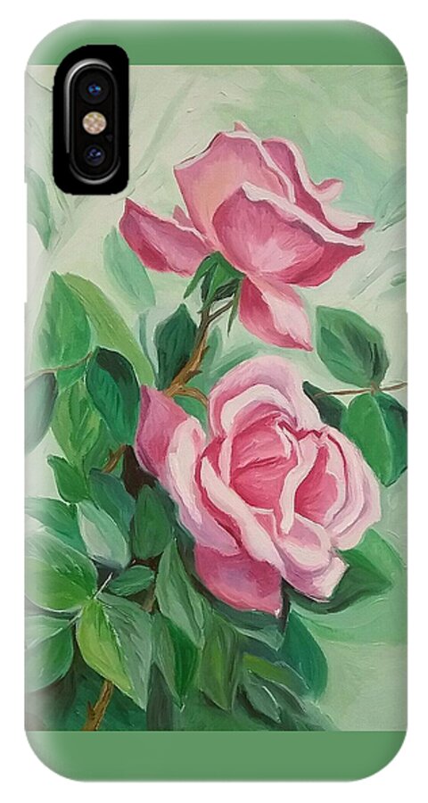 Roses iPhone X Case featuring the painting Roses on the Vine by Julie Brugh Riffey