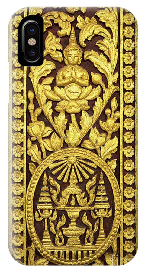 Cambodia iPhone X Case featuring the photograph Royal Palace Gilded Door 01 by Rick Piper Photography
