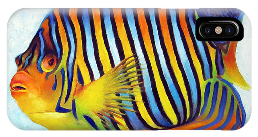 Royal Angelfish iPhone X Case featuring the painting Royal Queen Angelfish by Nancy Tilles