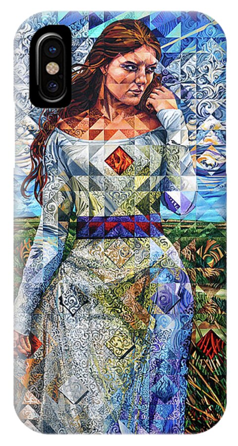 Woman iPhone X Case featuring the painting Rules Of Refraction by Greg Skrtic