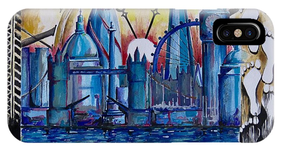 London iPhone X Case featuring the painting Rush Hour In London by Geni Gorani