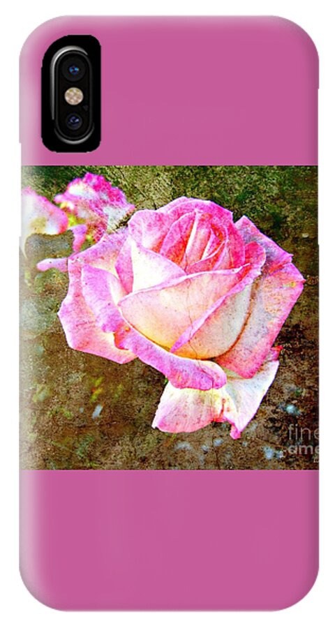 Rose iPhone X Case featuring the mixed media Rustic Rose by Leanne Seymour