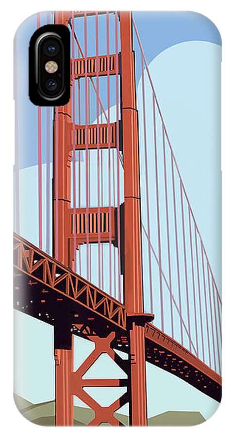 Golden Gate Bridge iPhone X Case featuring the digital art San Francisco poster by John Dyess