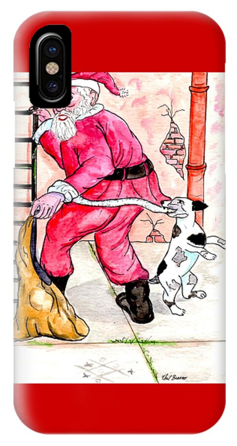 Santa iPhone X Case featuring the mixed media Santa Climbs The Ladder by Philip And Robbie Bracco