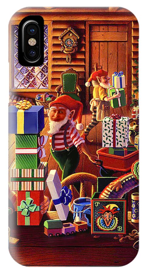 Santa's Workshop iPhone X Case featuring the painting Santa's Workshop by Robin Moline