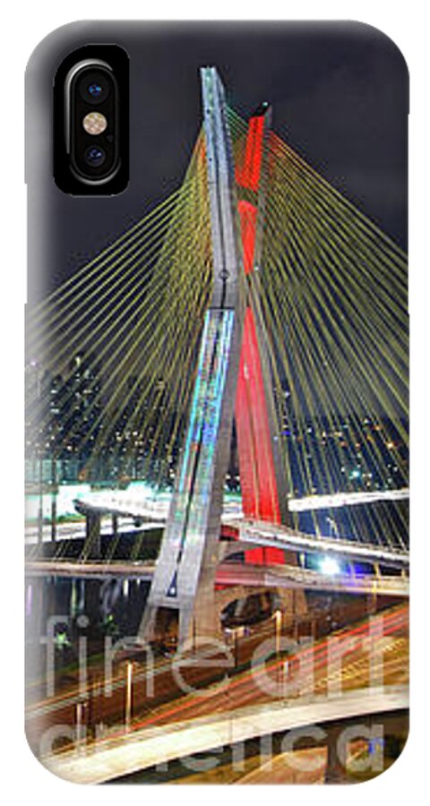Sao Paulo iPhone X Case featuring the photograph Sao Paulo Skyline - Ponte Estaiada Octavio Frias de Oliveira wit by Carlos Alkmin