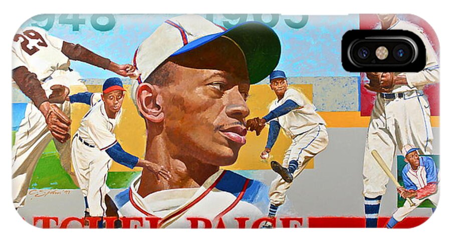 Acrylic iPhone X Case featuring the painting Satchel Paige by Cliff Spohn