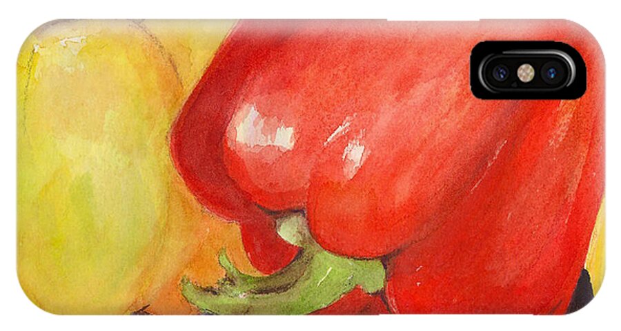 Peppers iPhone X Case featuring the painting Saucey Peppers by Vickie Blair