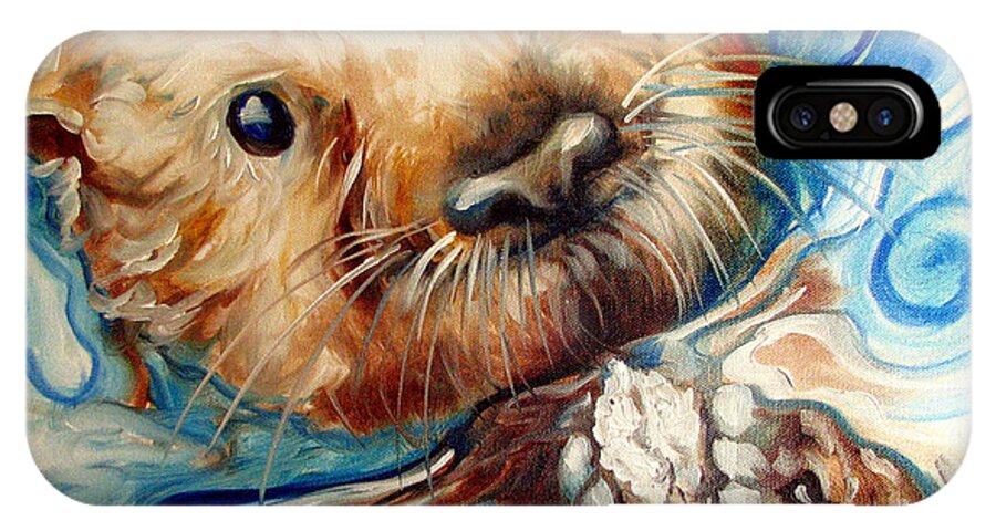 Otter iPhone X Case featuring the painting Sea Otter Swim by Marcia Baldwin