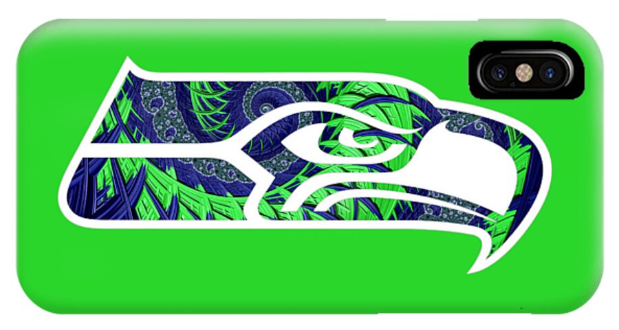 Lime Green iPhone X Case featuring the digital art Seahawks Fractal by Becky Herrera
