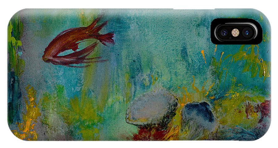 Fish iPhone X Case featuring the painting Seascape by Karen Fleschler