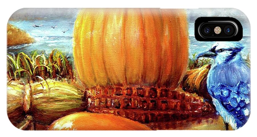 Seashore iPhone X Case featuring the painting Seashore Pumpkin by Bernadette Krupa