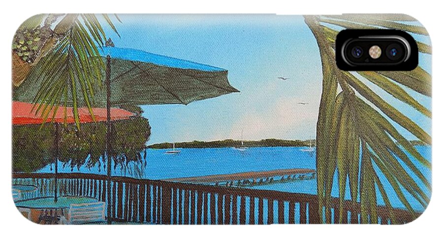 Seascape iPhone X Case featuring the painting Seaside Balcony by Tony Rodriguez