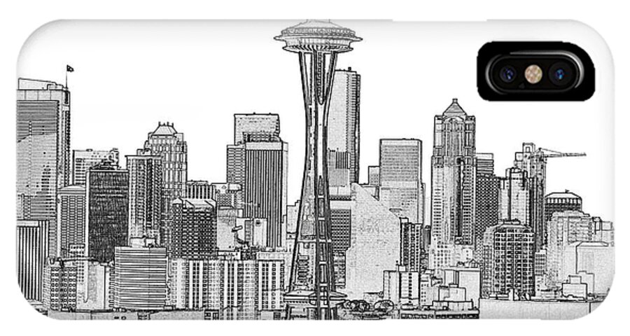 Black And White iPhone X Case featuring the photograph Seattle Inverted Black and White by Larry Keahey