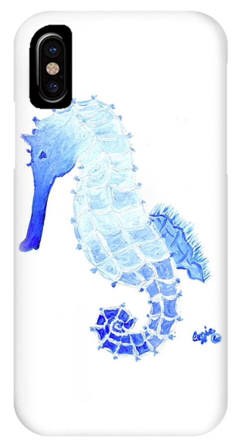 Seahorse iPhone X Case featuring the painting Sebastian the Seahorse by Stephanie Agliano