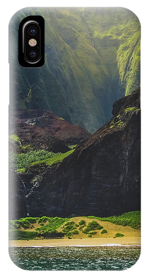 Aerial iPhone X Case featuring the photograph Secluded Kalalau Beach by Andy Konieczny